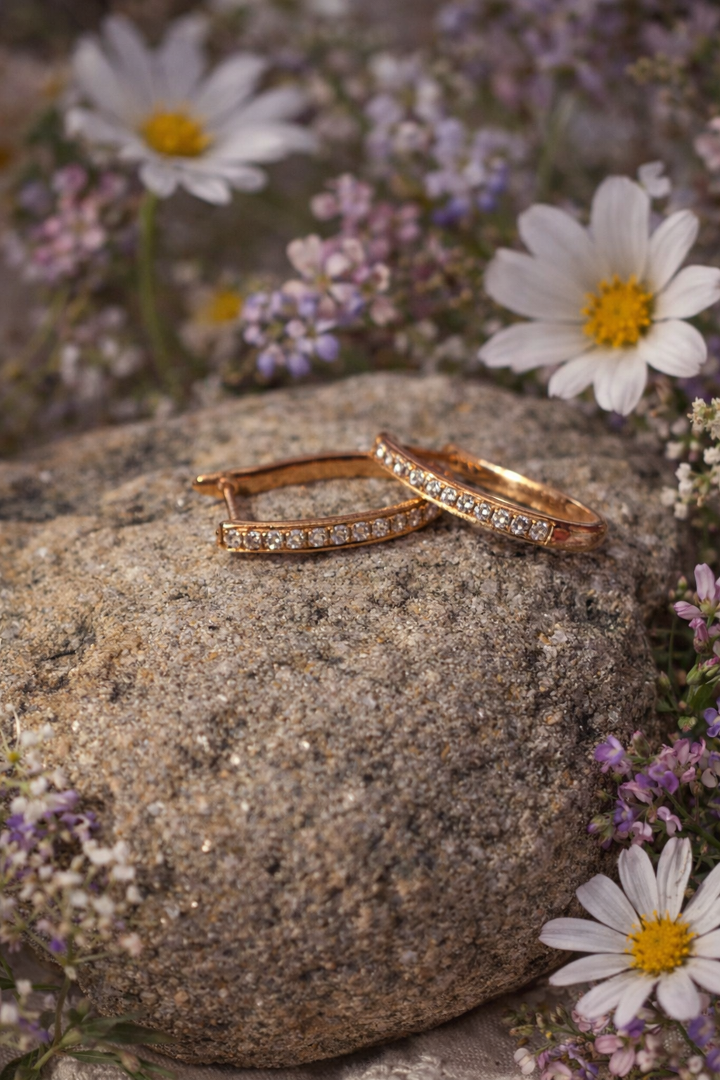 Wildflowers 18K Gold Diamond Leverback Earrings