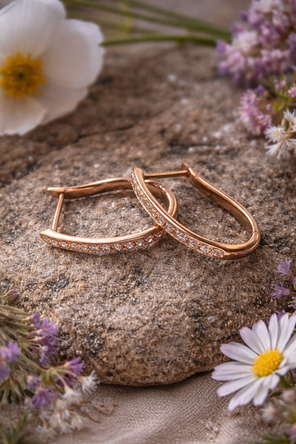 Wildflowers 18K Gold Diamond Leverback Earrings